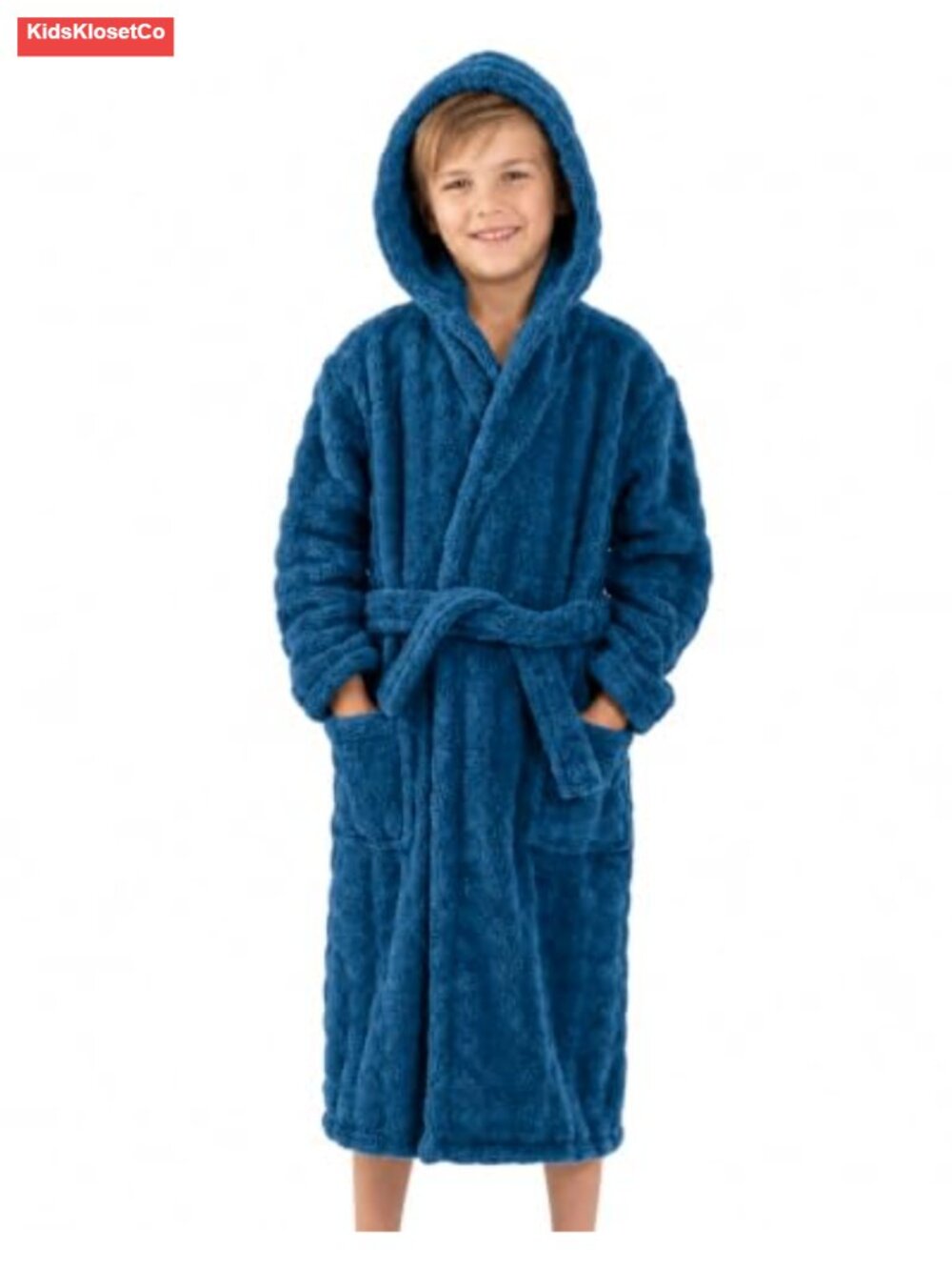 Kids Plush Fleece Bathrobe Hooded Cozy Girls Boys House Robe